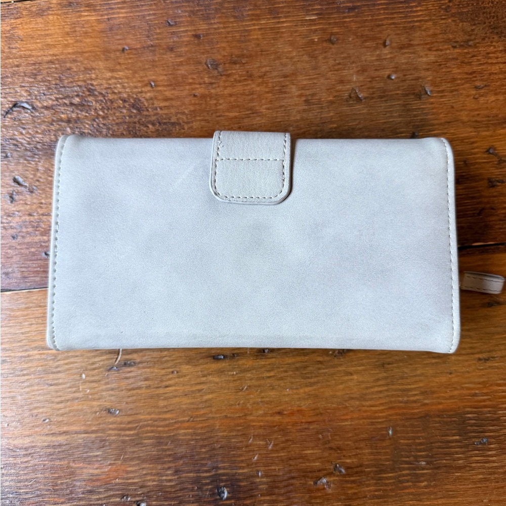Grey Faux Suede Wallet Clutch - Picture 4 of 4